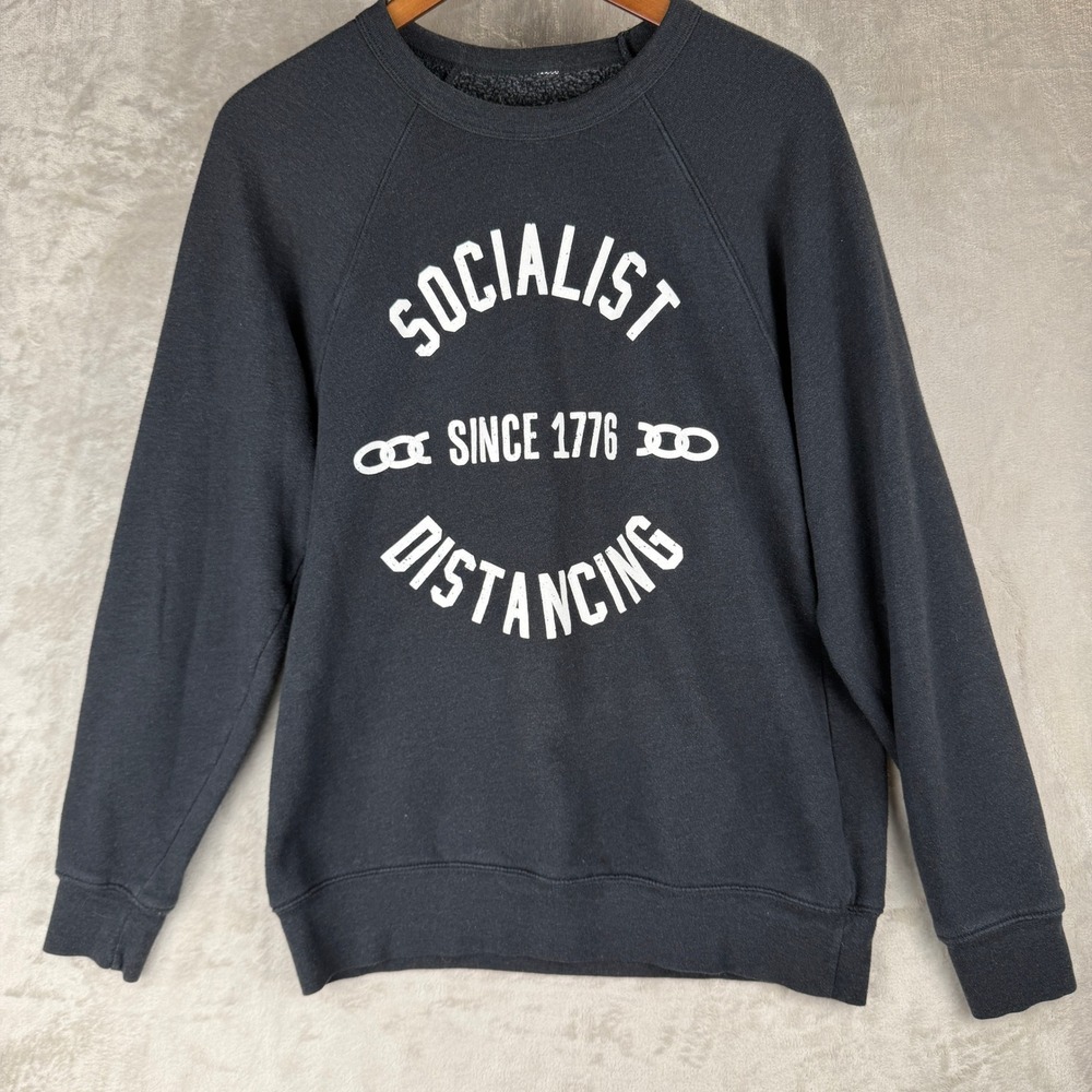 TPUSA Socialist Distancing Since 1776 Graphic Sweatshirt Charcoal Grey Medium